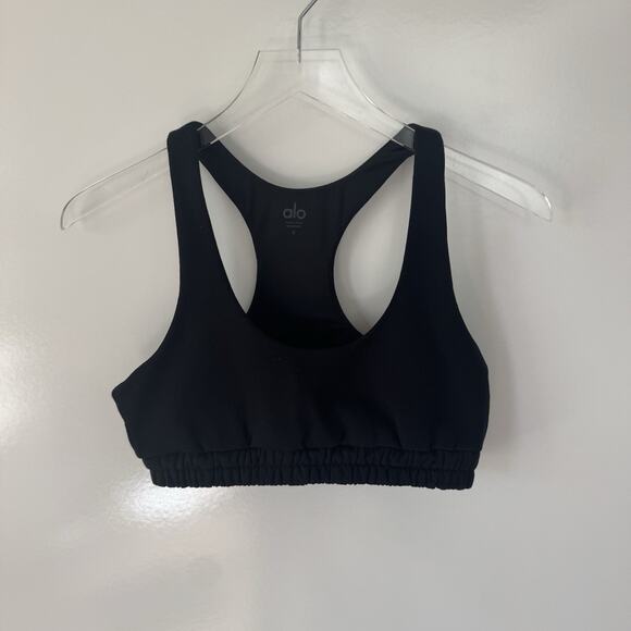 ALO Yoga Other - ALO Yoga Accolade Sweatshirt Scoop Neck Bra Size Small Solid Black Comfort EUC
